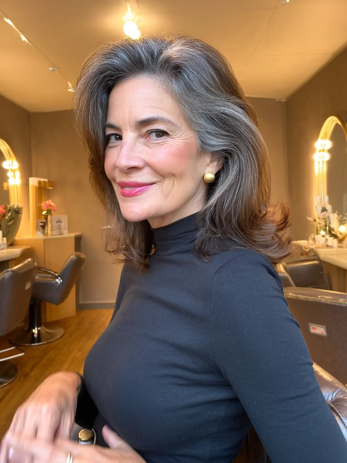 Voluminous Layered Wavy Bob with Natural Lowlights